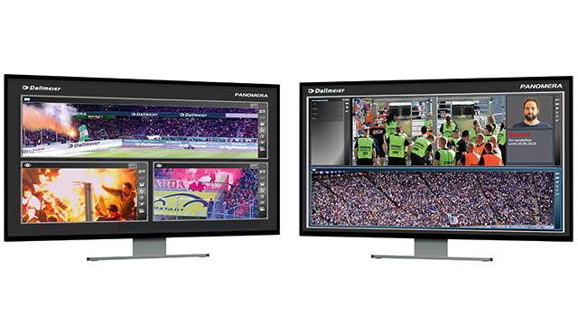 Monitore zeigen Dallmeier Software für umfassende Stadionsicherheit